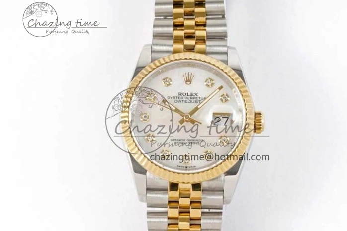 MiroTime 0311 GoodFit DateJust 36 SS YG DIWF 1:1 Best Edition 904L Steel White MOP Diamonds Dial on Jubilee Bracelet SA 2324